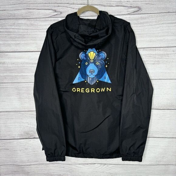 Oregrown Hodded Black‎ Windbreaker Made in USA Men's size L - Picture 1 of 5
